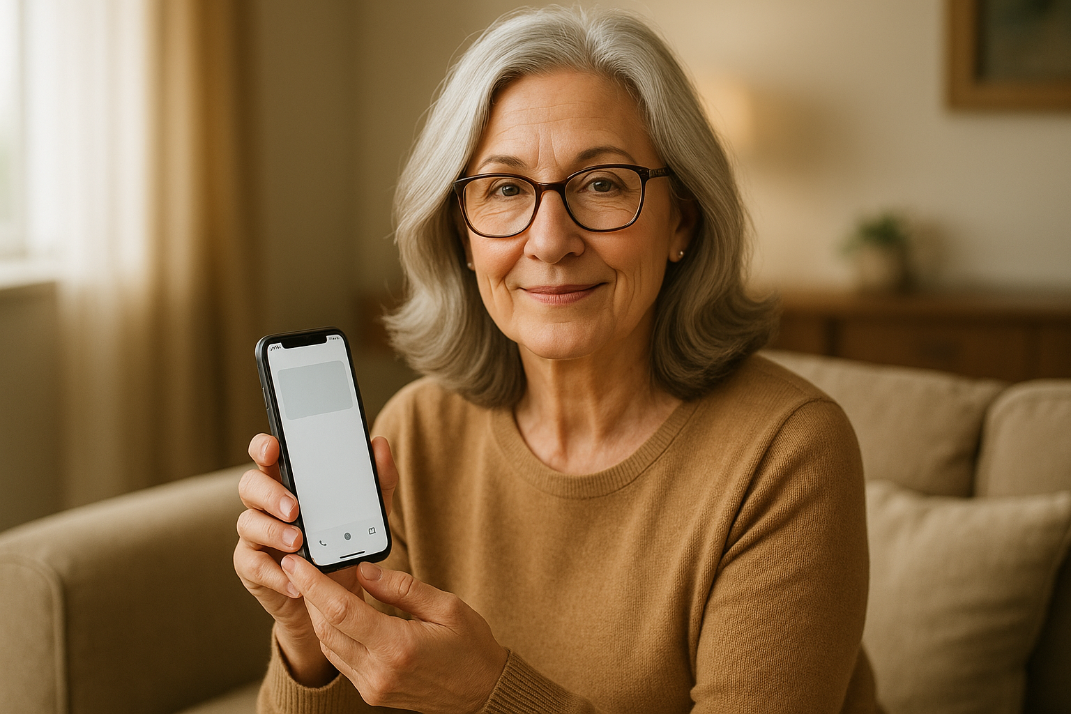Confident woman with smartphone