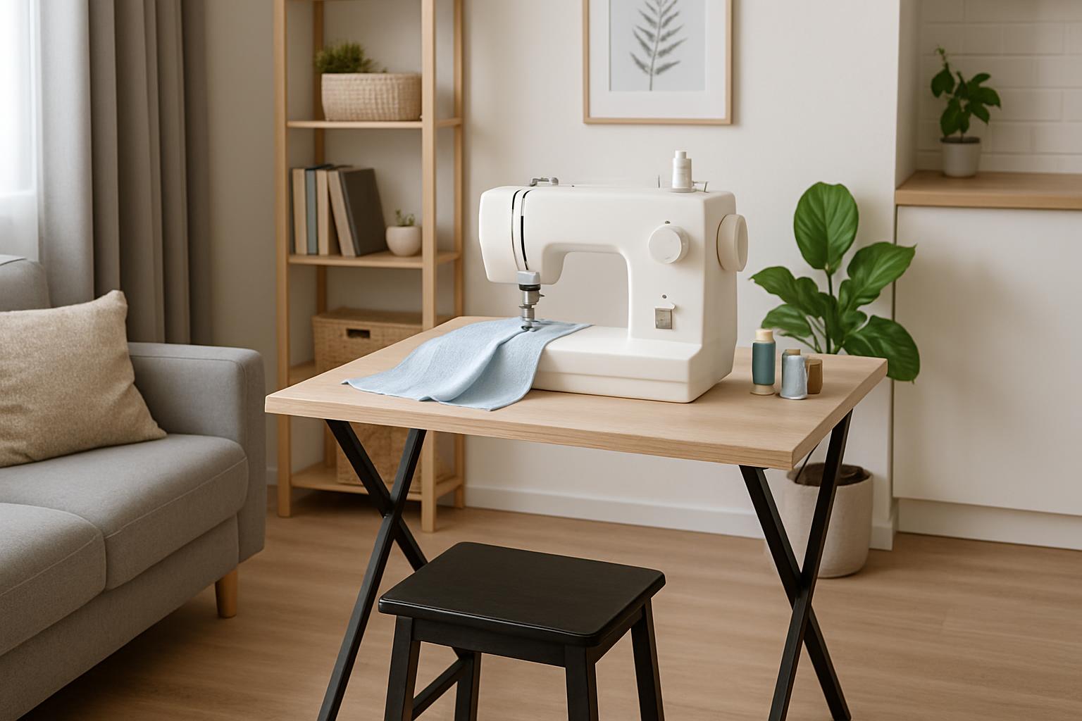 Compact Sewing Machine Table in a Small Apartment