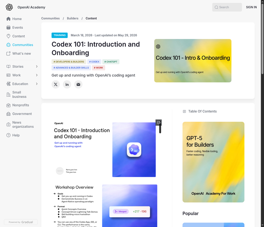 OpenAI Academy のCodex 101公式ページ