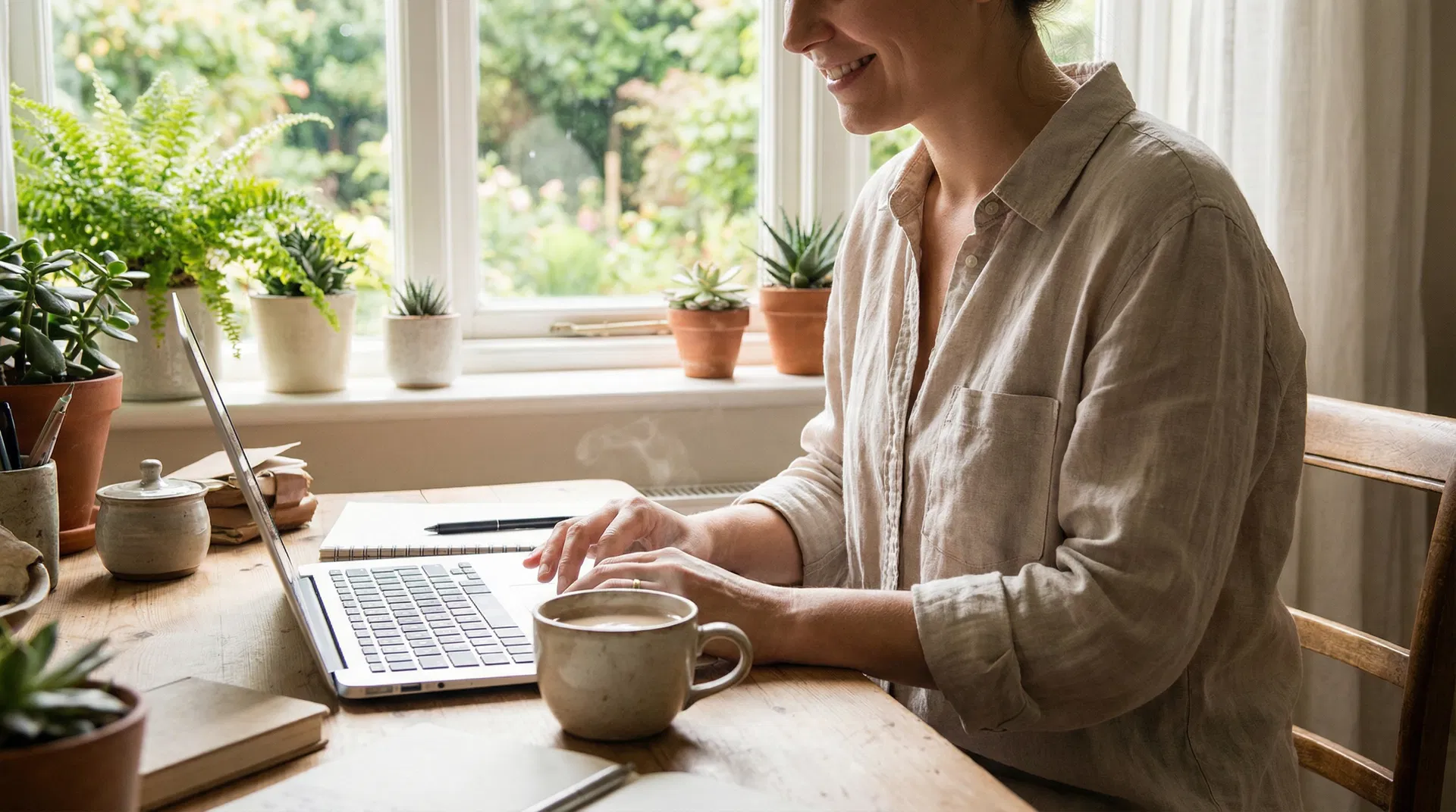 Person arbejder fleksibelt hjemmefra