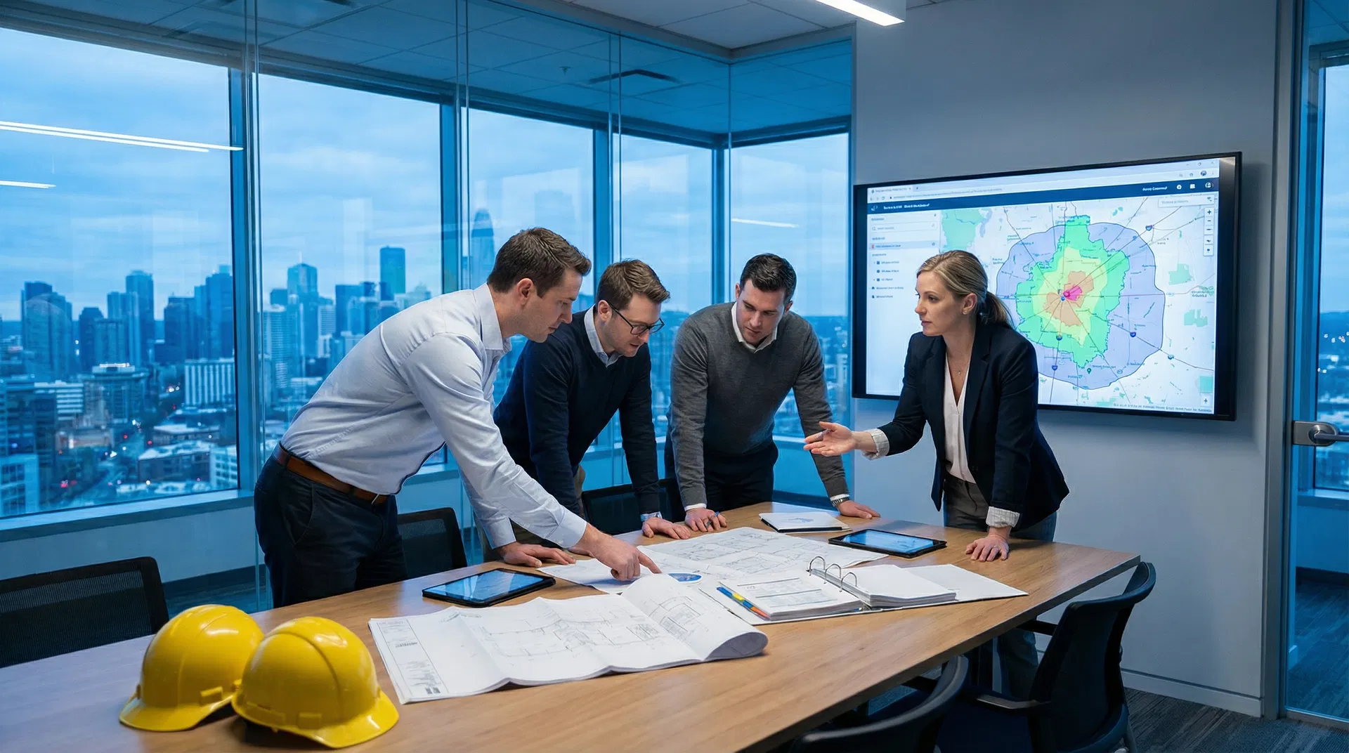 Equipe CTC analisando projetos de telecomunicações