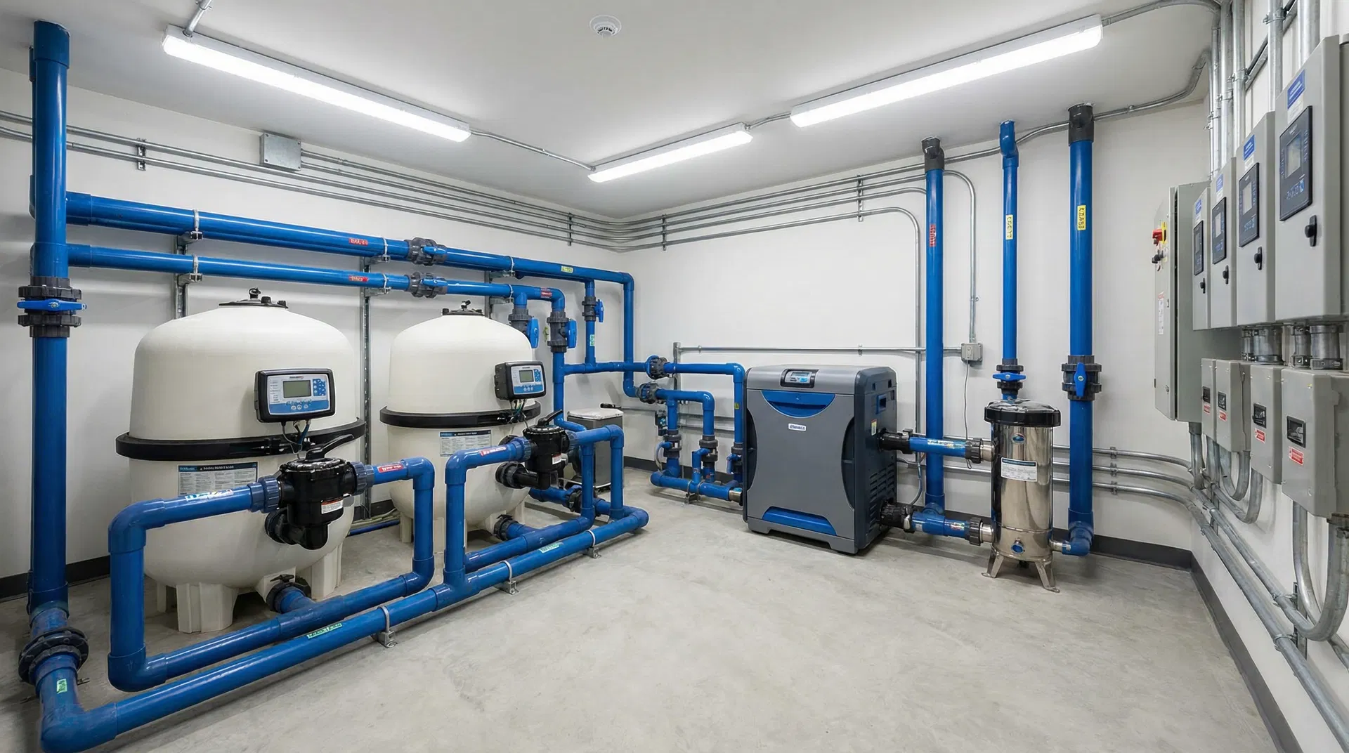 Professional pool plumbing equipment