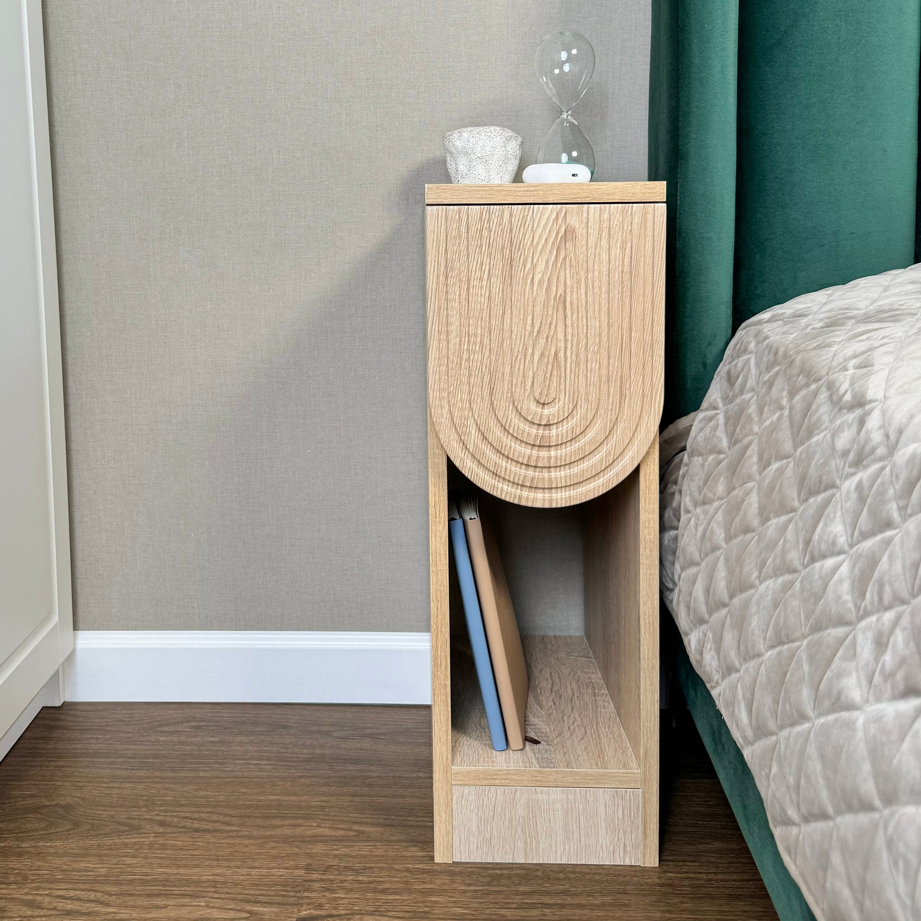 Narrow Bedside Table with Storage