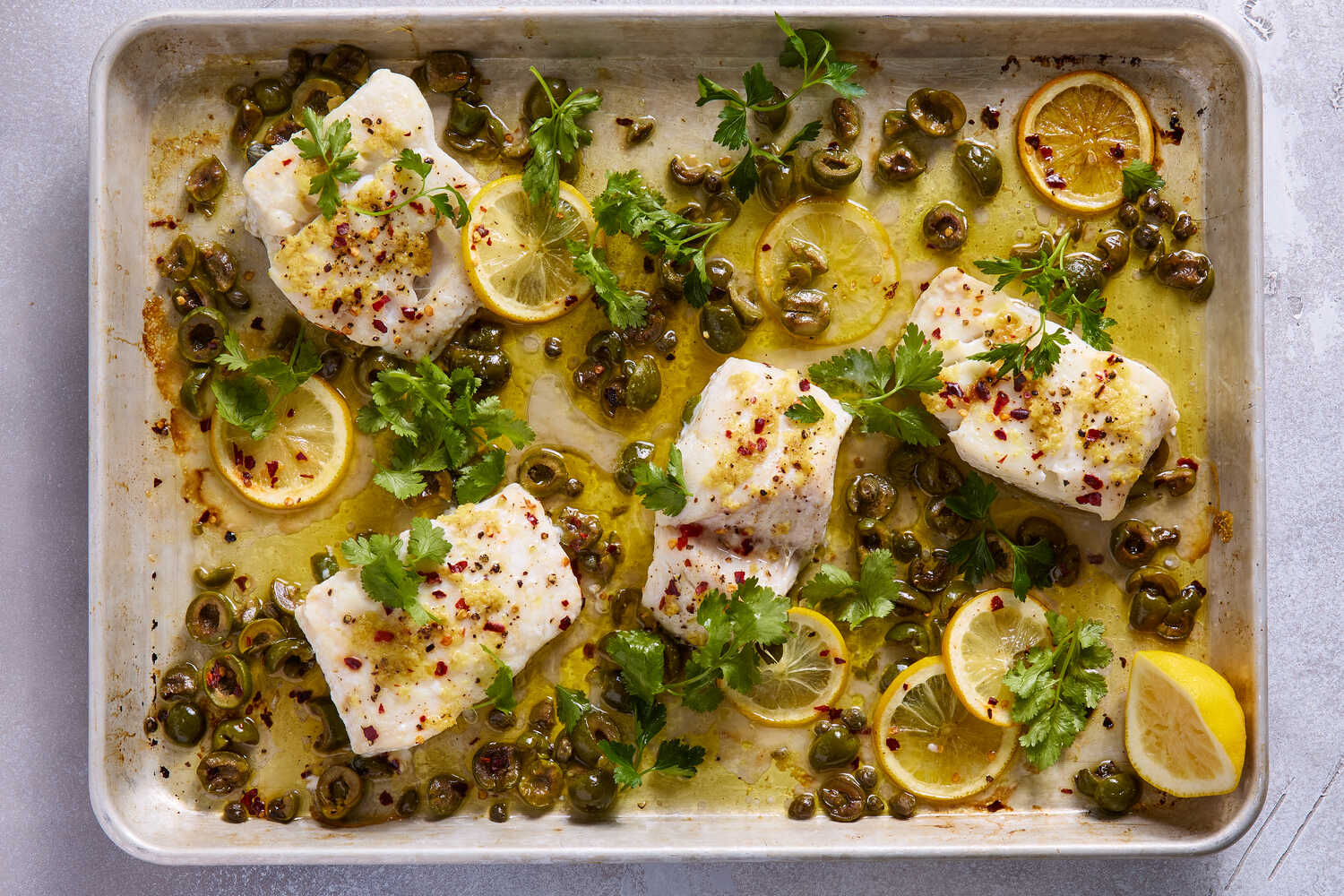 Lemon Dill Cod with Zucchini and Yellow Squash