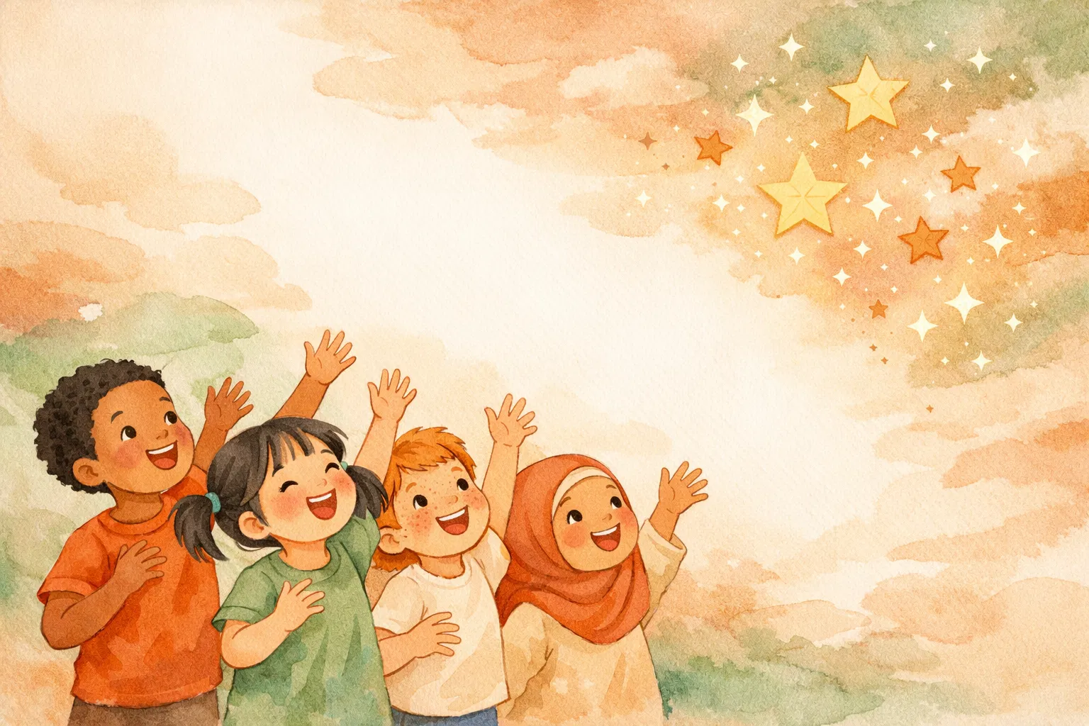 Children reaching for stars