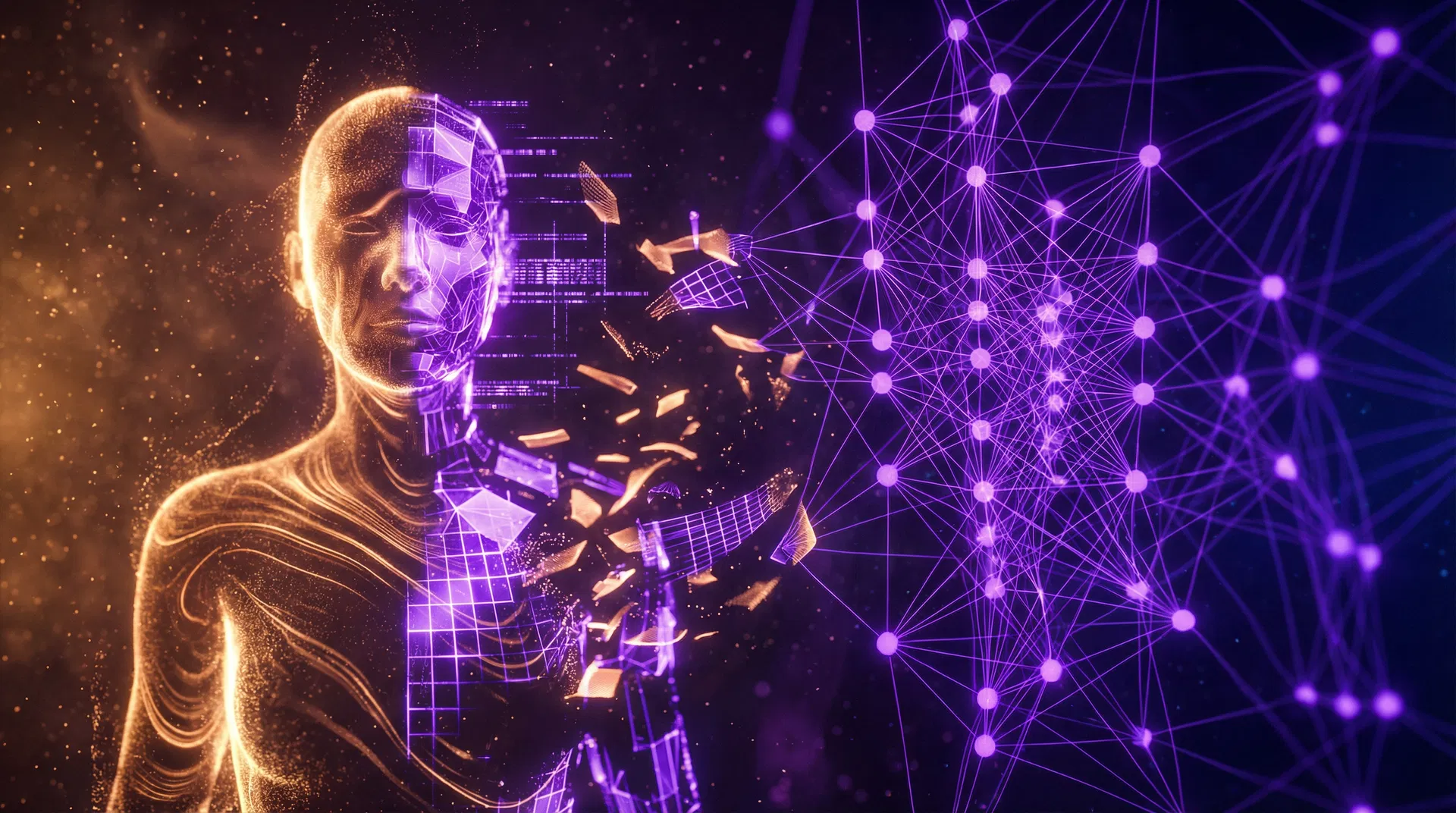 Human dissolving into AI