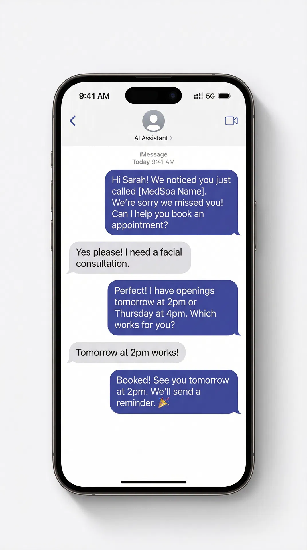 ClientFlow AI SMS conversation demo