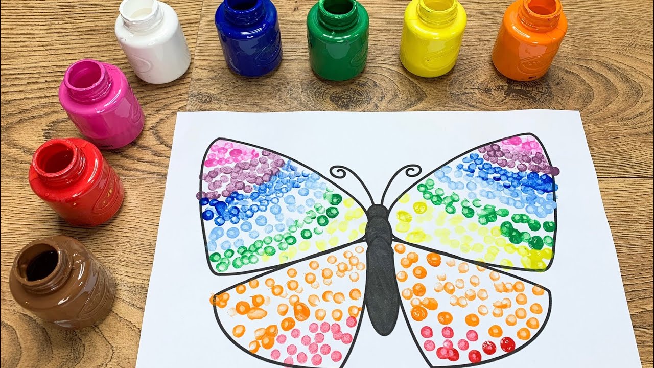 Cotton swab butterfly painting