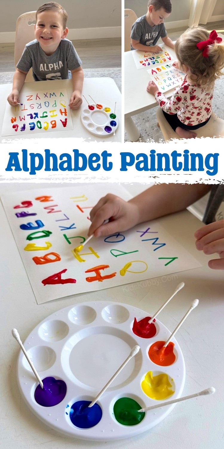 Cotton swab alphabet painting