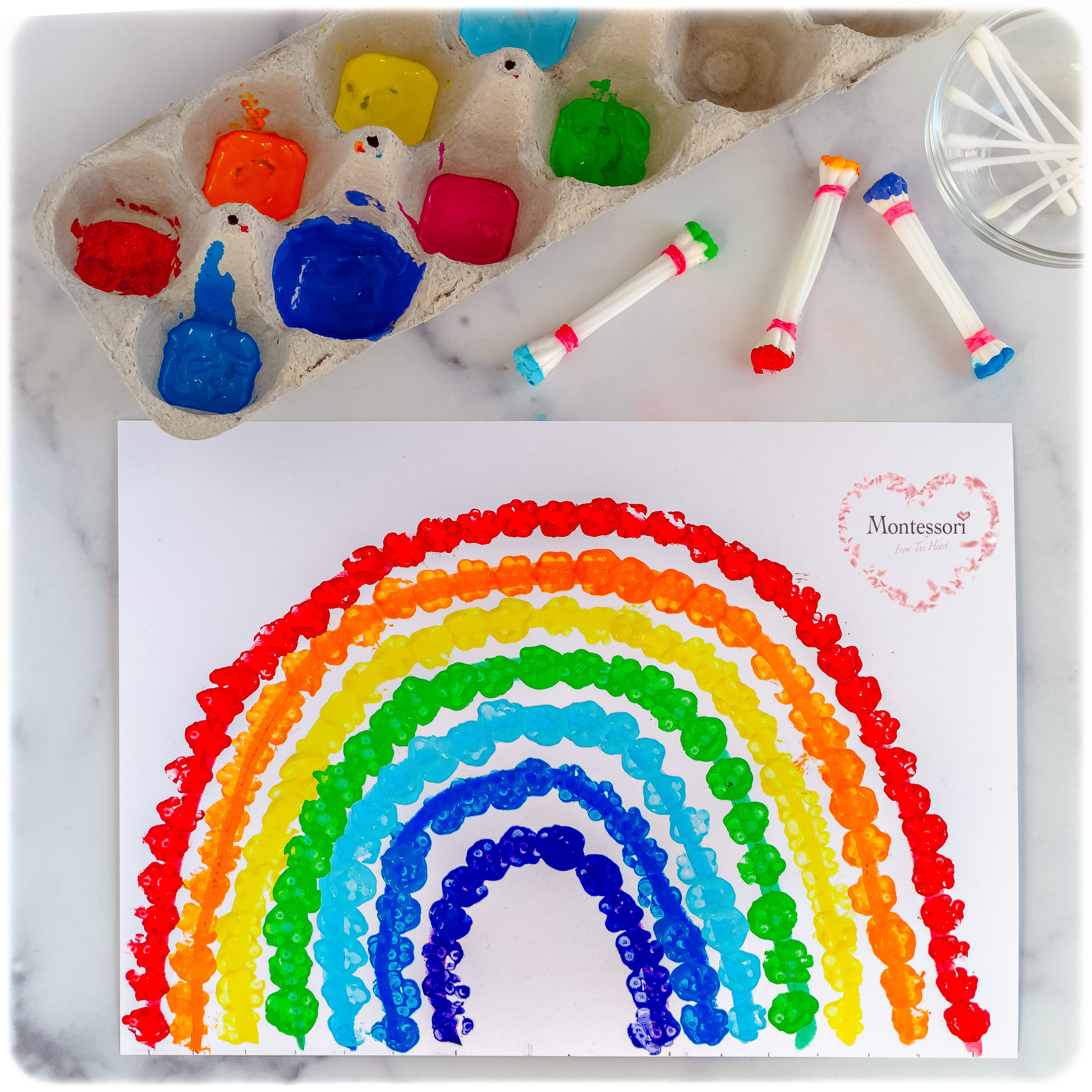 Cotton swab rainbow painting