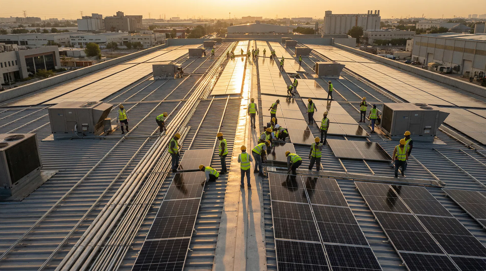 Equipe Azzon instalando painéis solares