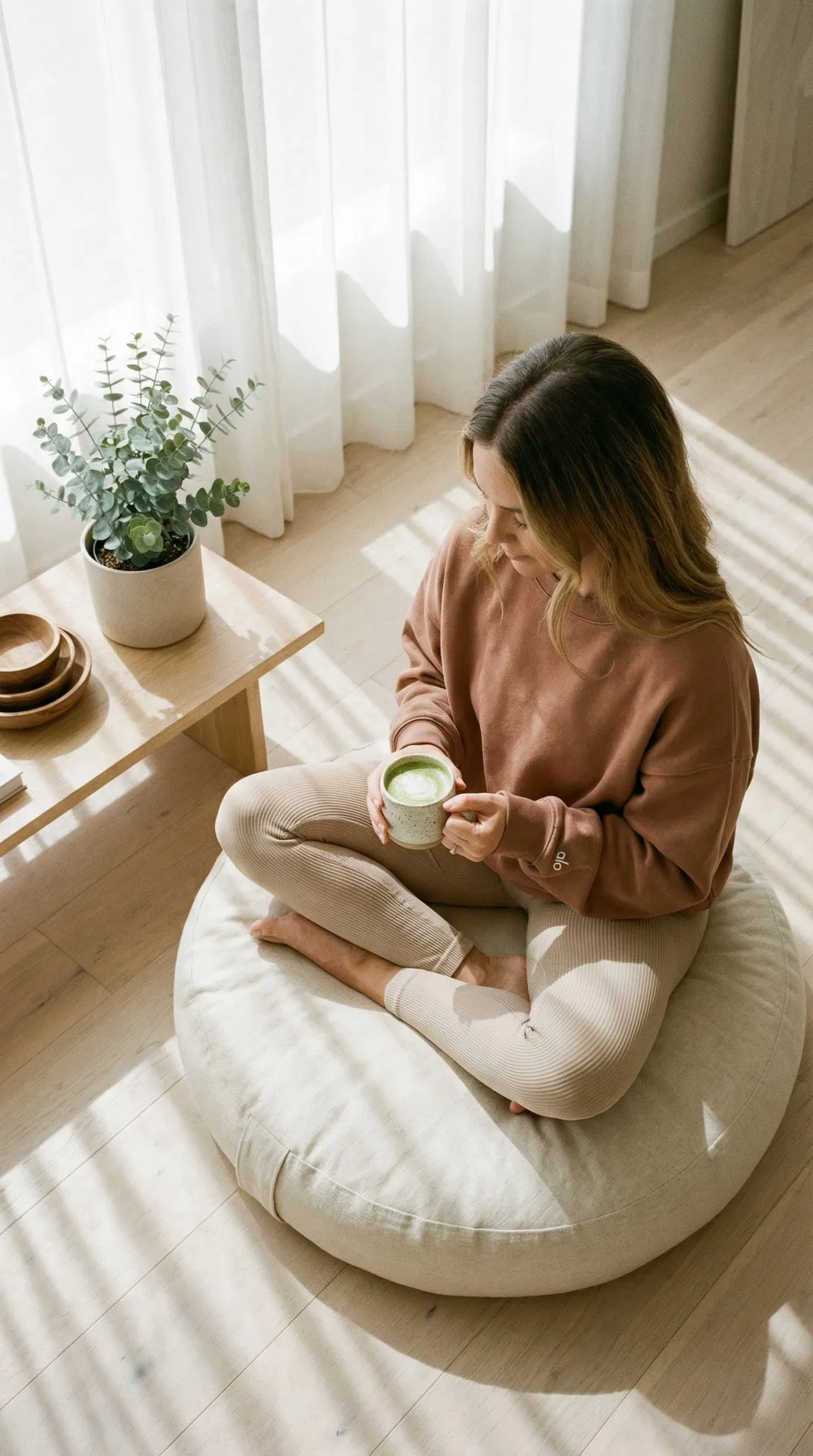 Morning wellness moment with Alo loungewear