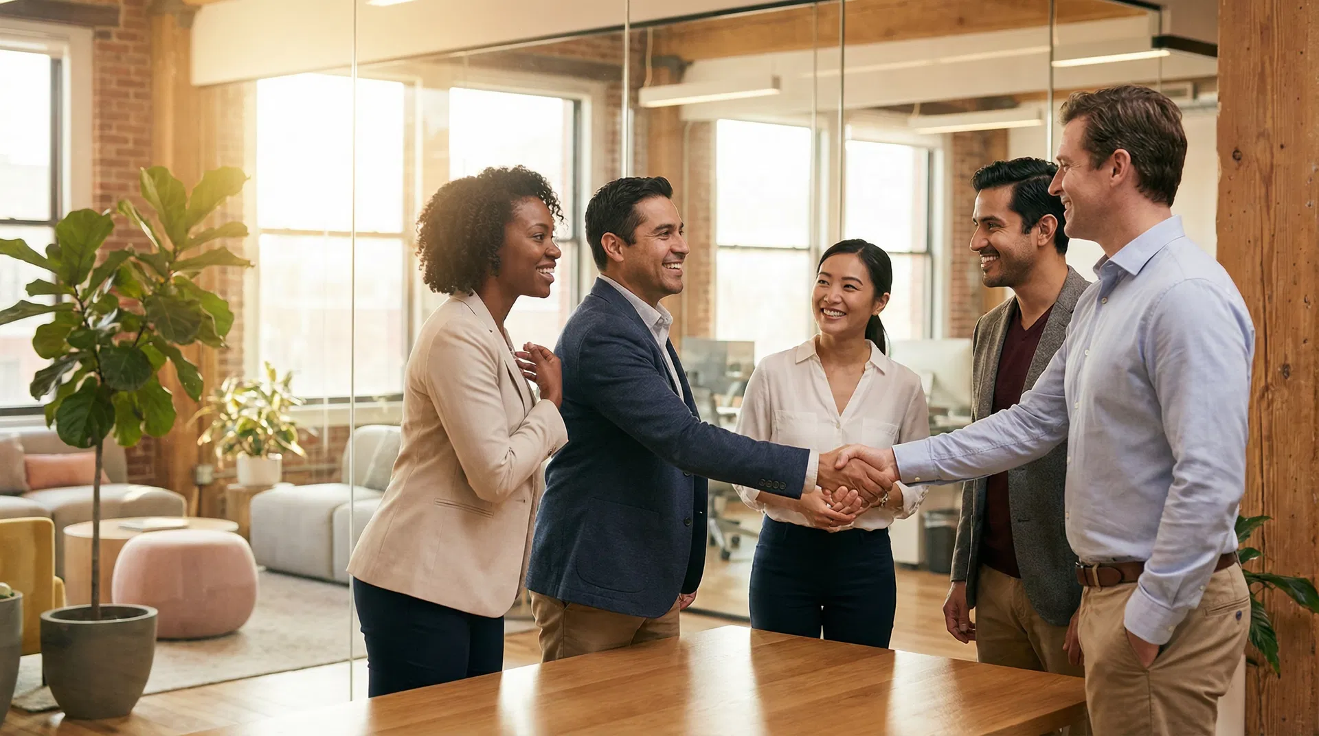 Diverse business professionals shaking hands