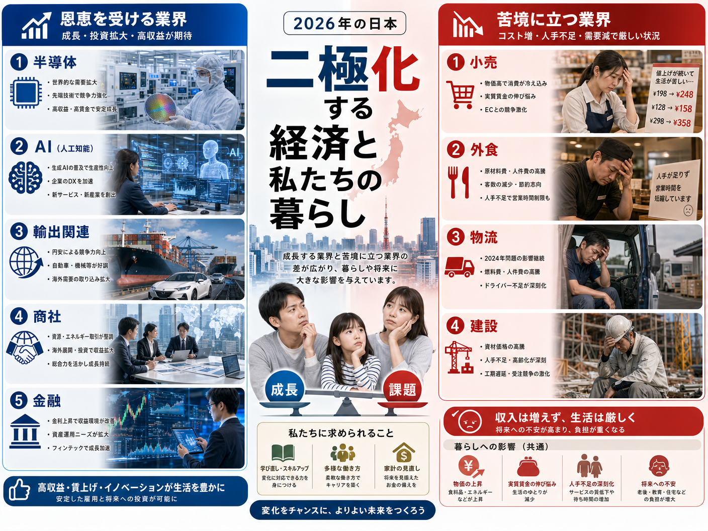 2026年 業界別生活影響インフォグラフィック