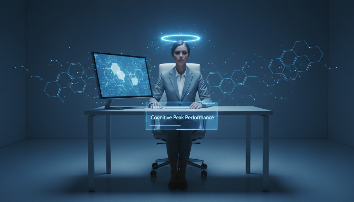 Pessoa com foco extremo simbolizando a clareza mental proporcionada pelo Azul de Metileno.