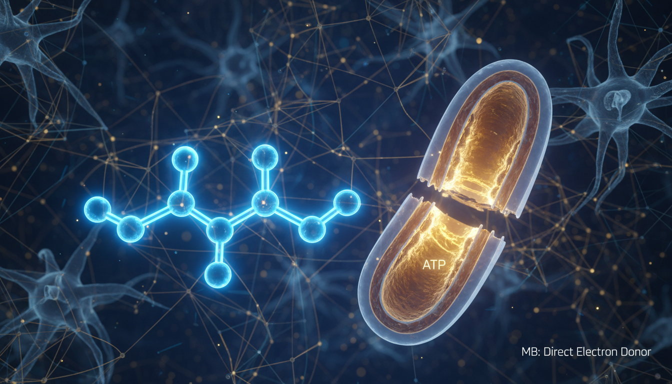 Diagrama do Azul de Metileno otimizando a energia mitocondrial.