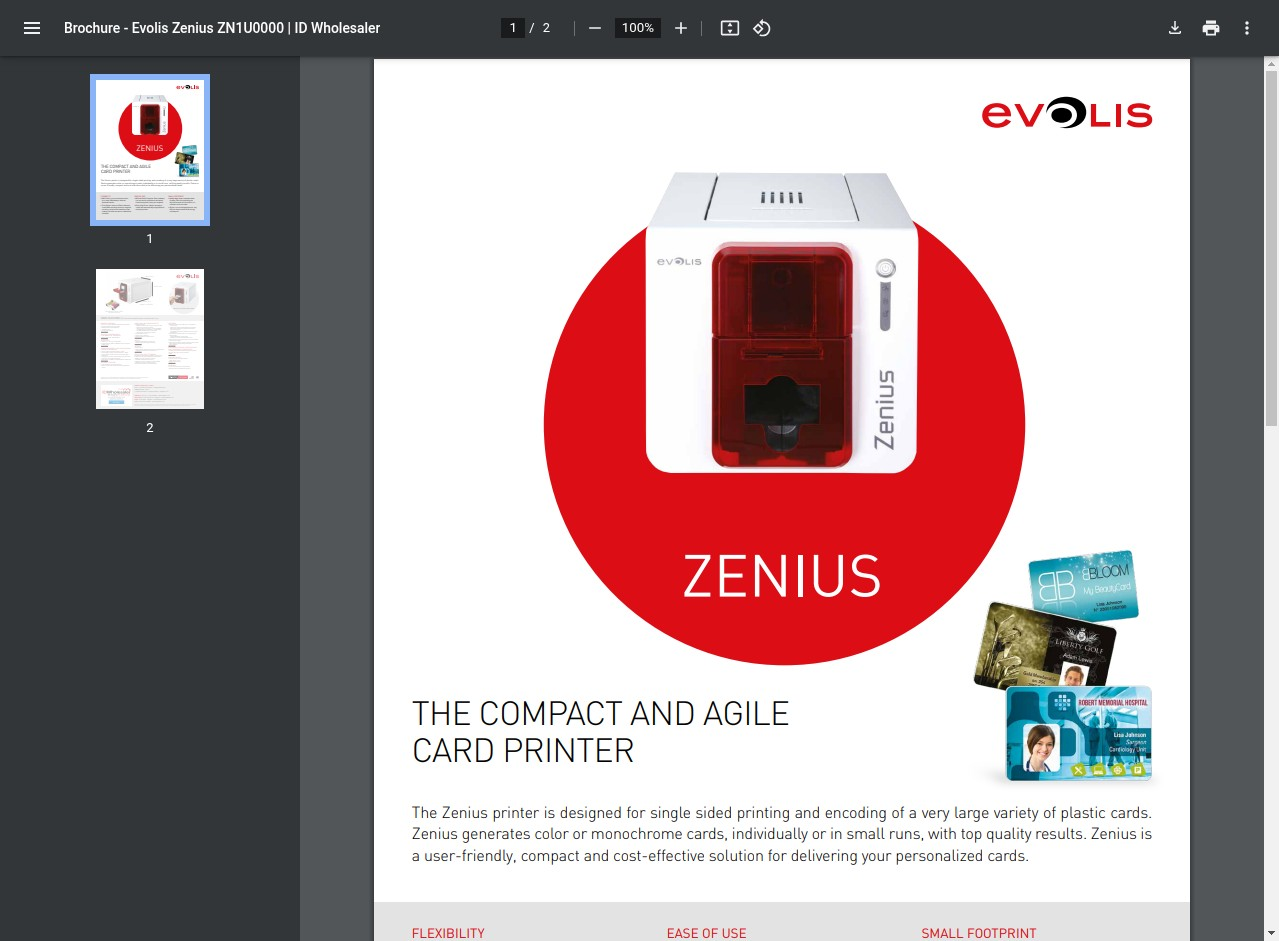 Evolis Zenius Printer in Brochure
