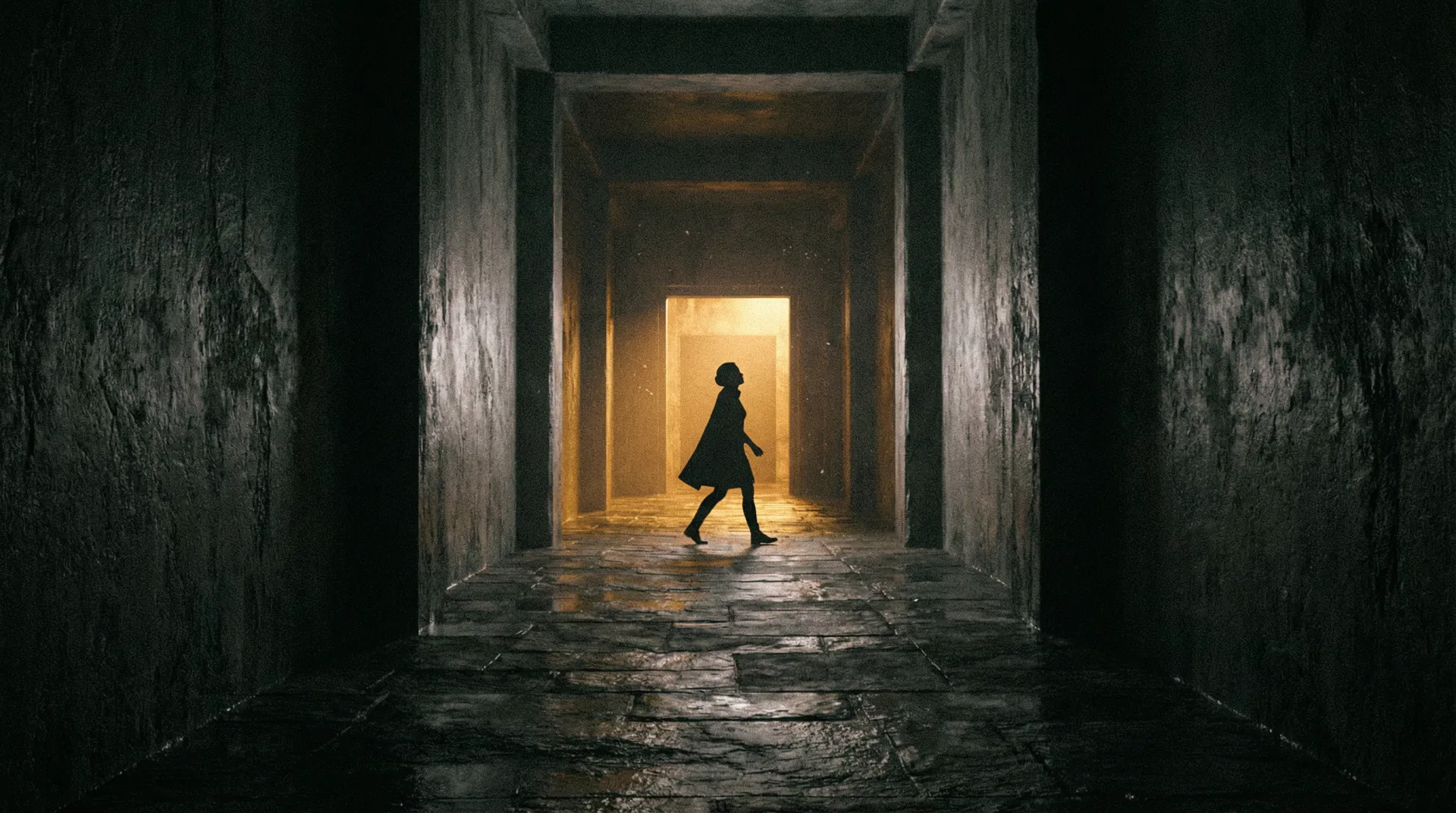 Corredor escuro com luz ao fundo simbolizando clareza e saída lúcida