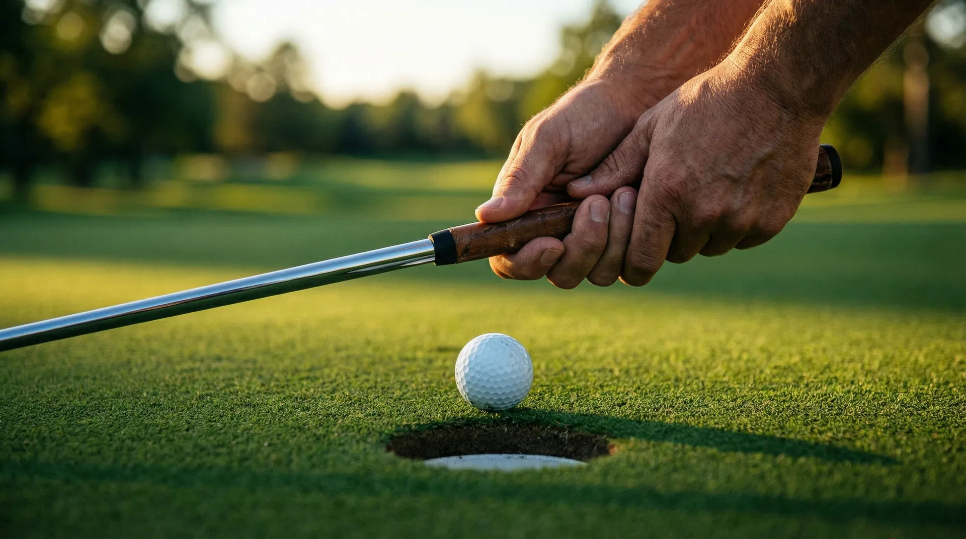 Golfer with focused concentration during AI golf coaching analysis