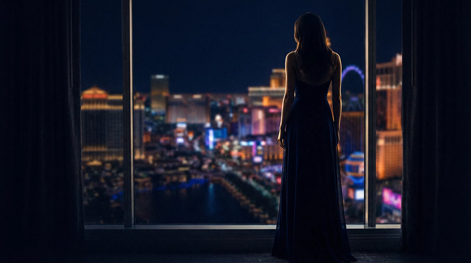 Elegant woman overlooking Las Vegas Strip