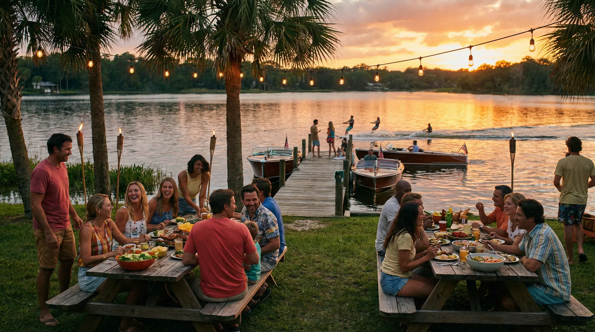 Community gathering at the Greater Miami Ski Club lakeside