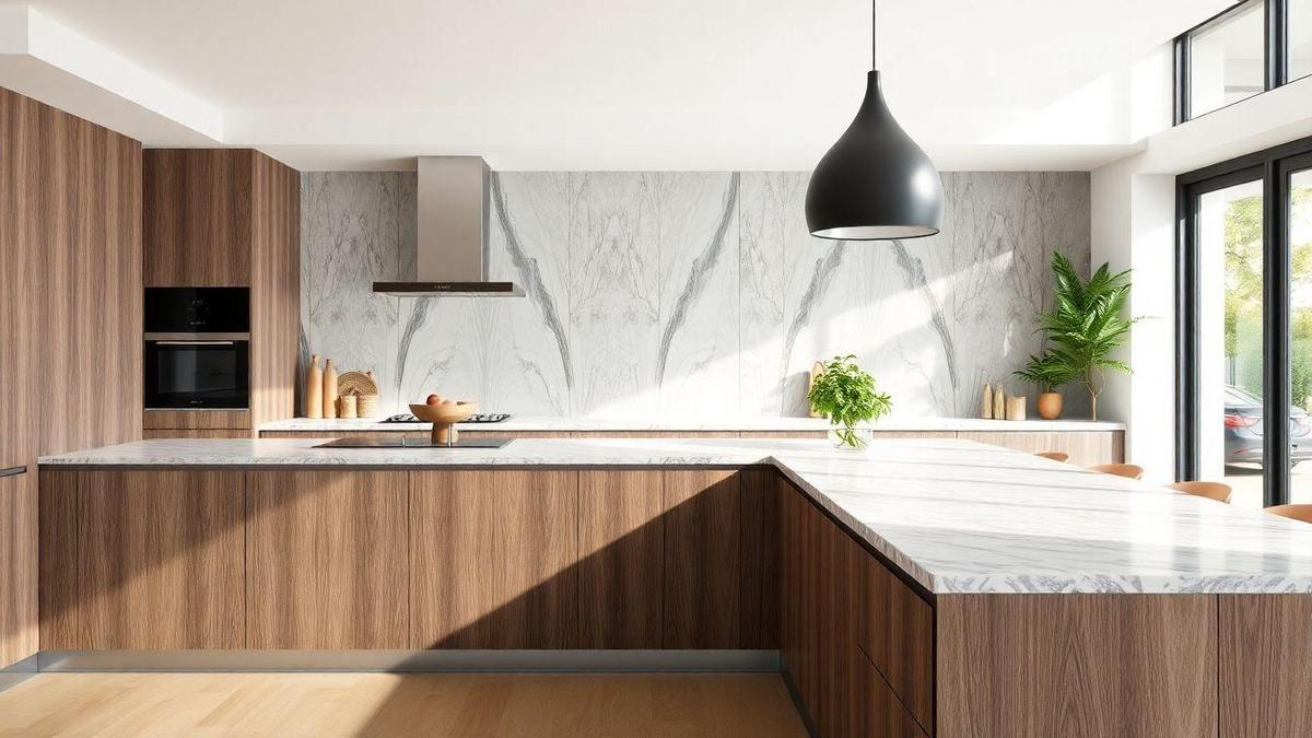 Bancadas elegantes em cozinha moderna