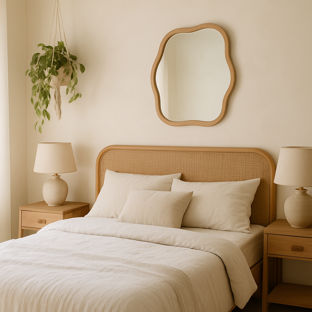 Quarto com decoração orgânica e texturas naturais