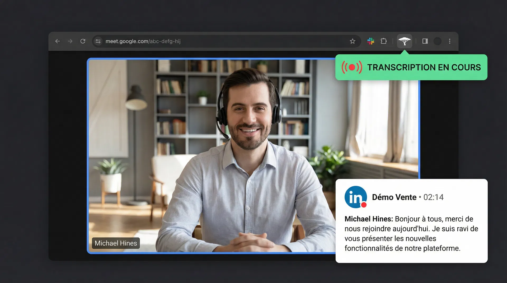 Extension Chrome Acacia AI en action