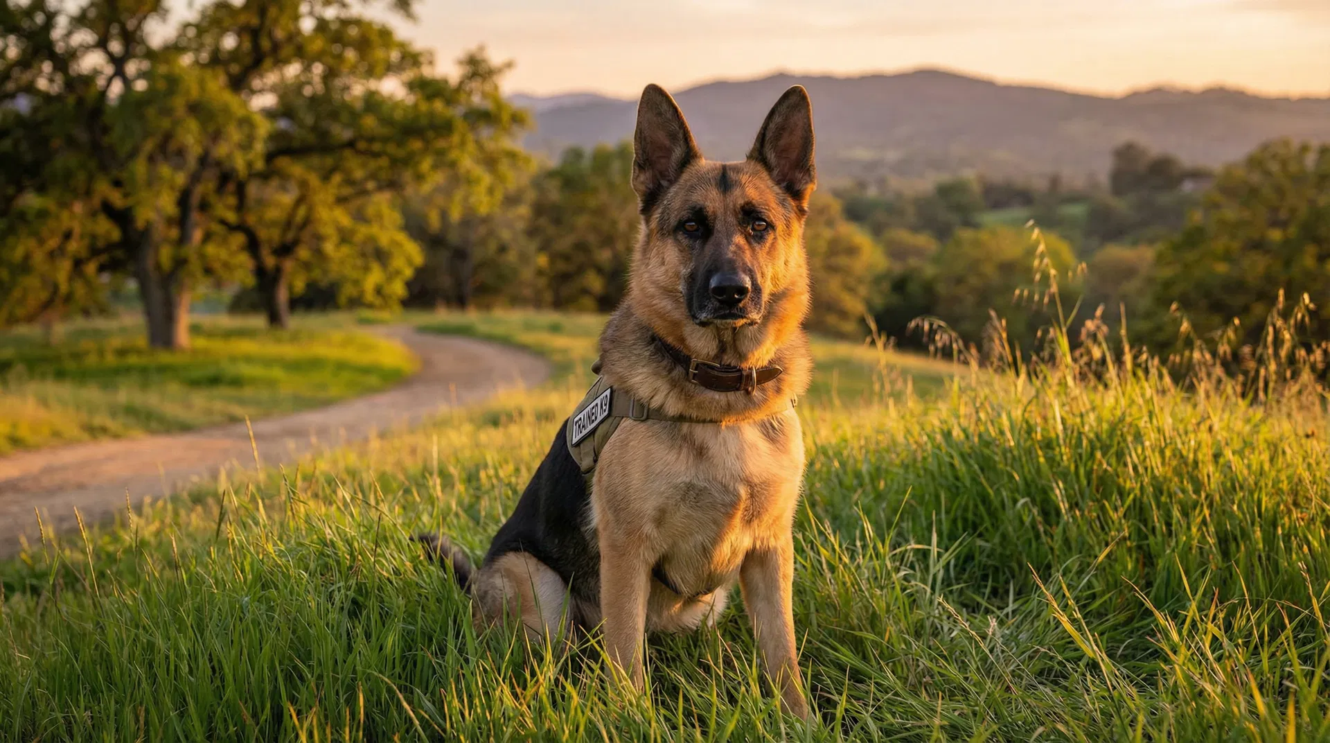 Well-trained German Shepherd in nature