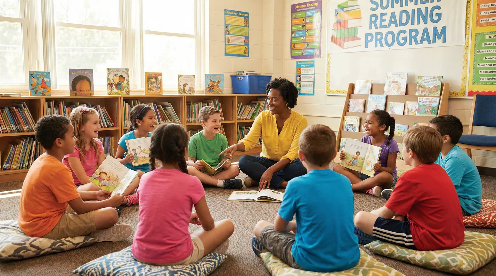 Diverse children reading together in CDF Freedom Schools summer program