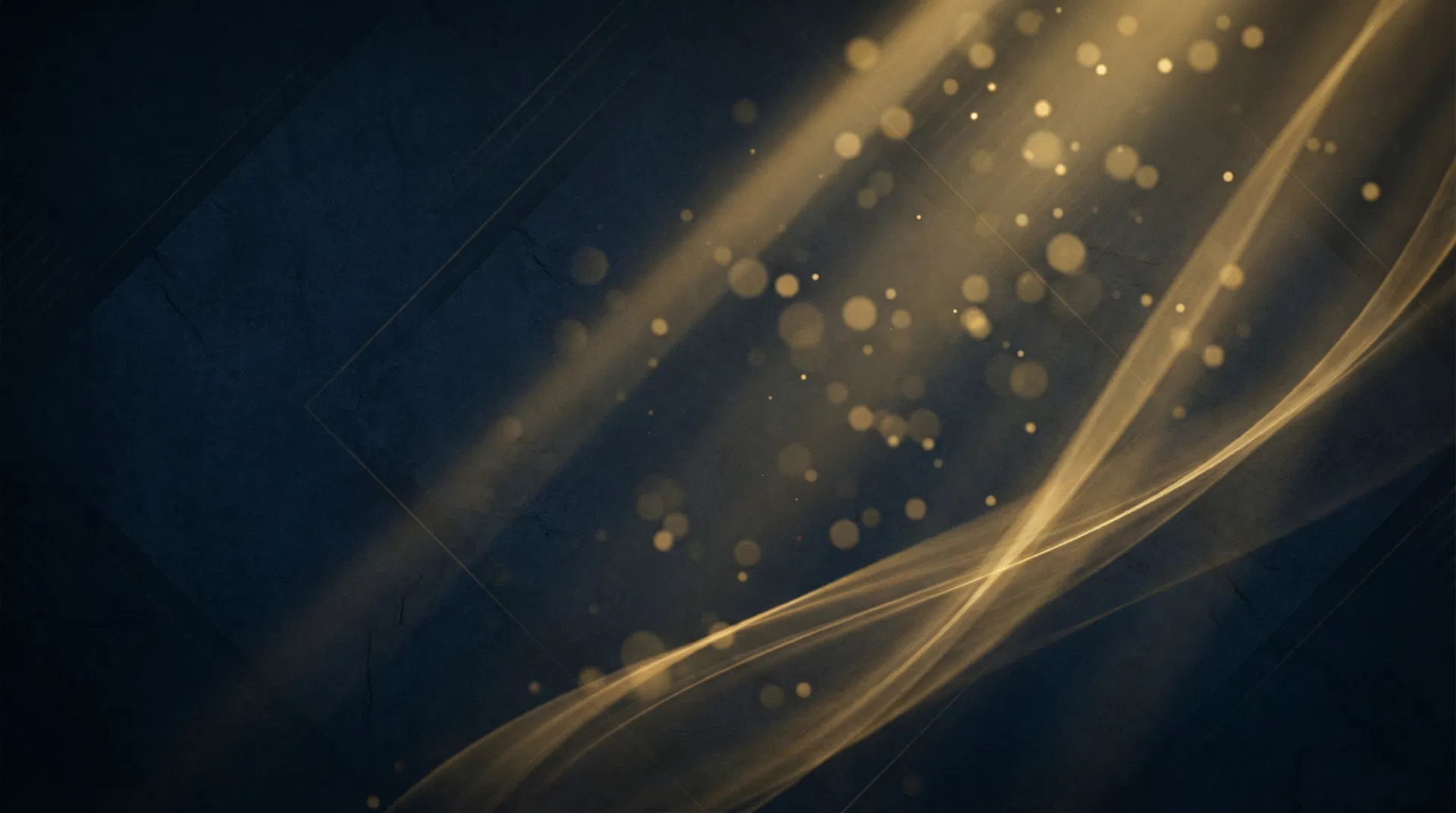 Fluent Learner hero background with elegant golden light streaks on deep navy