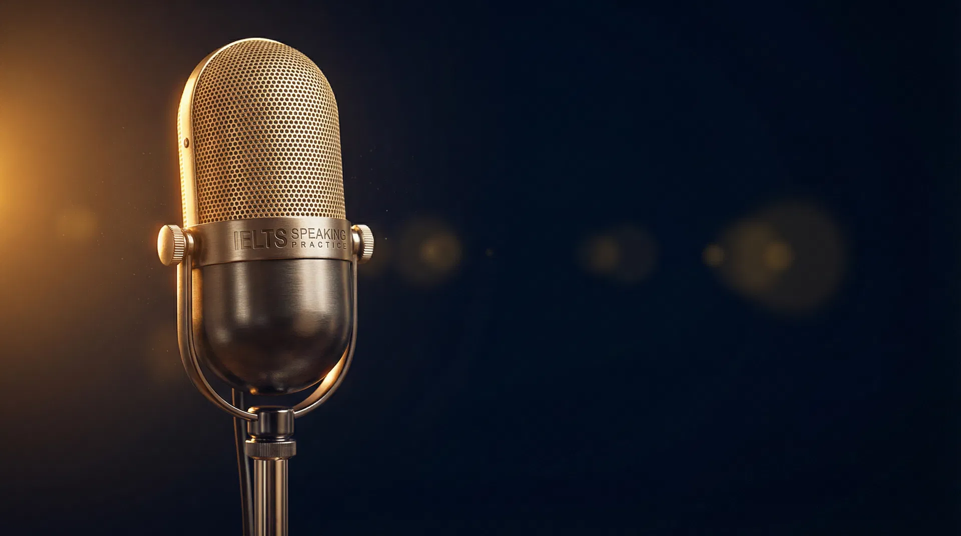 Professional golden microphone representing IELTS Speaking practice
