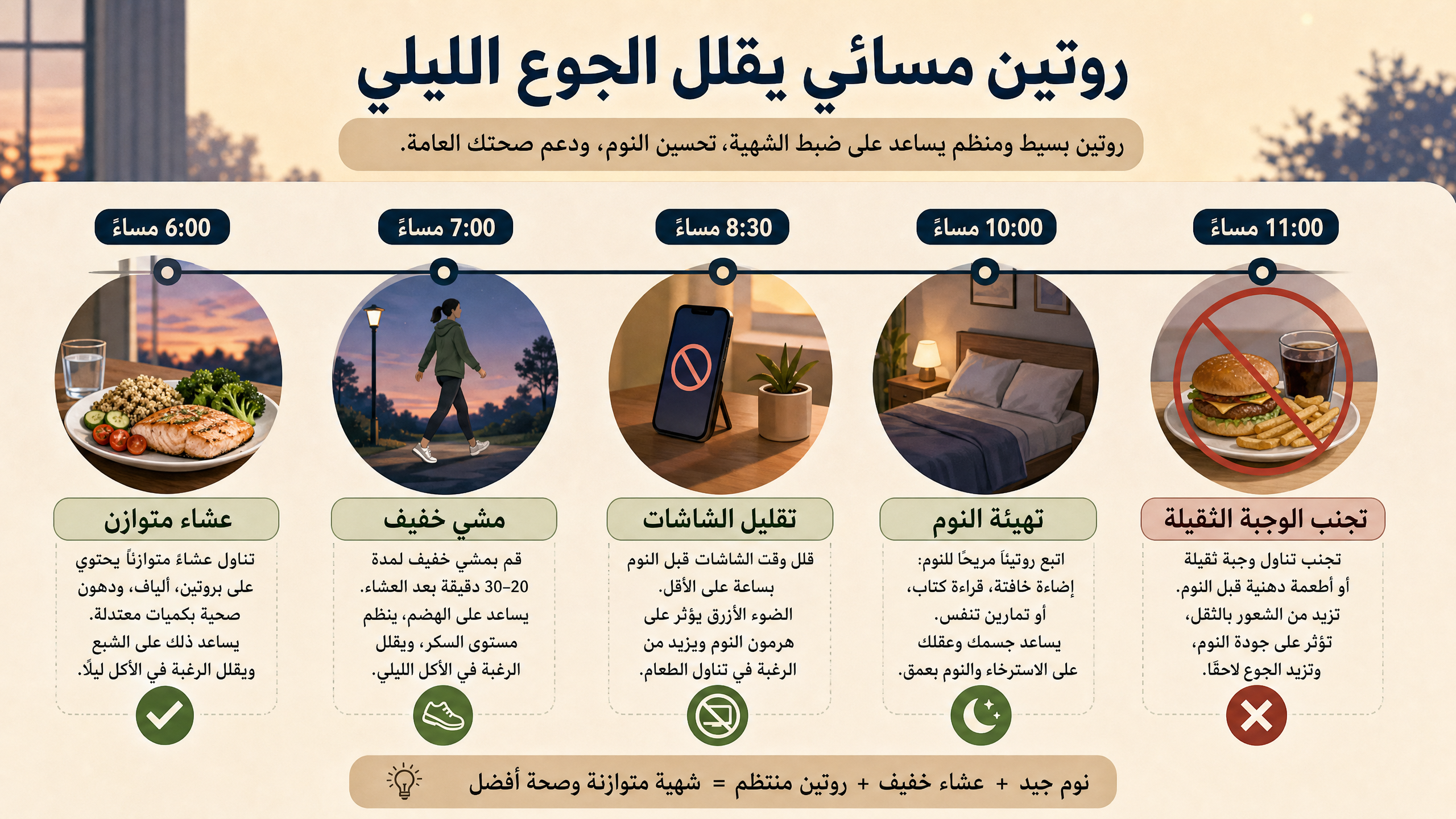 روتين مسائي يقلل الجوع الليلي