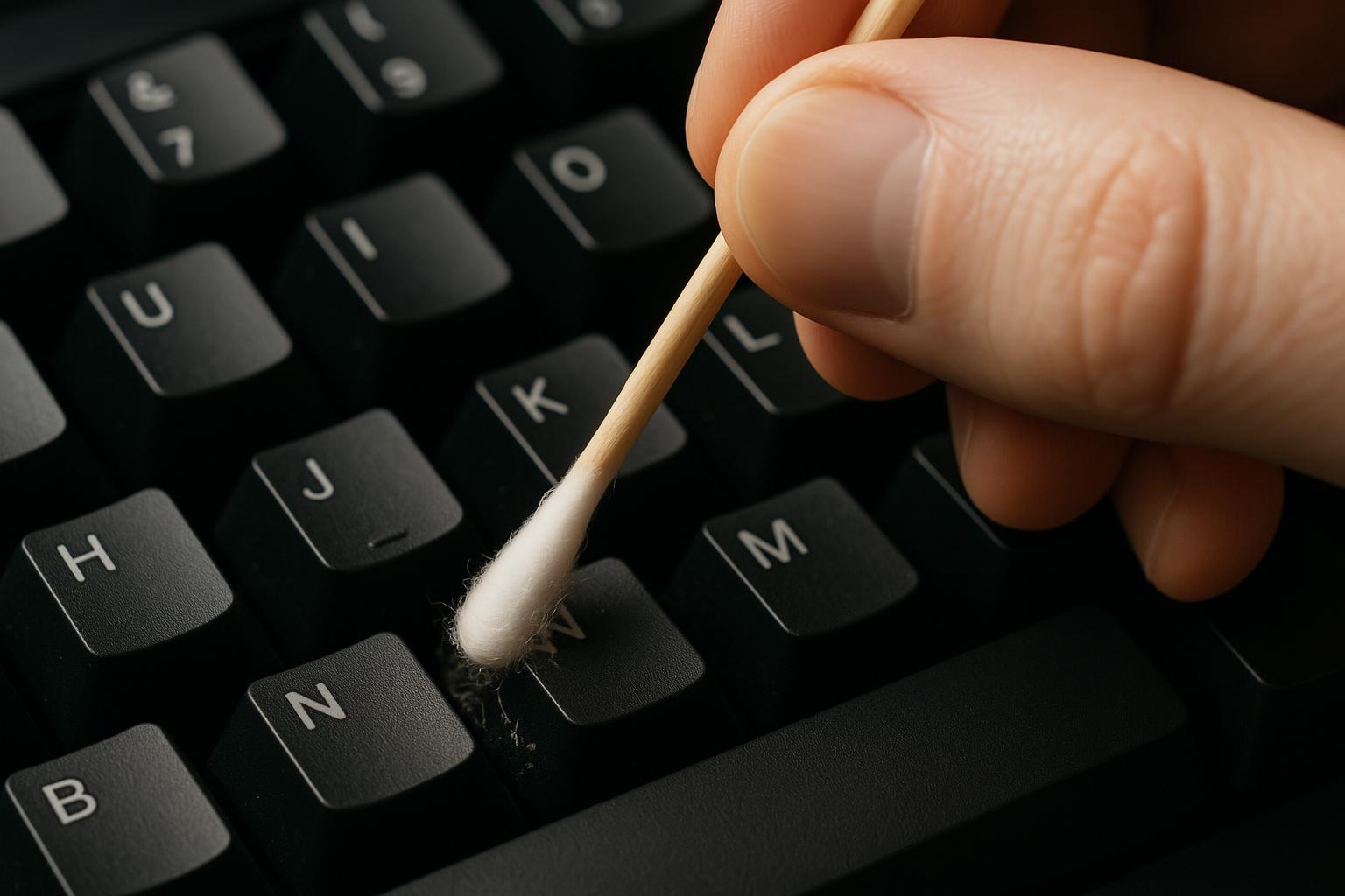 Professional keyboard cleaning demonstration