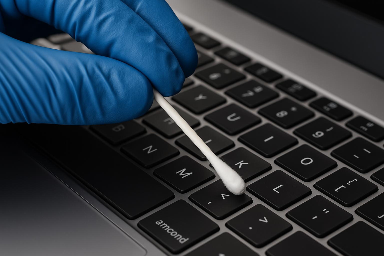 Laptop keyboard cleaning technique