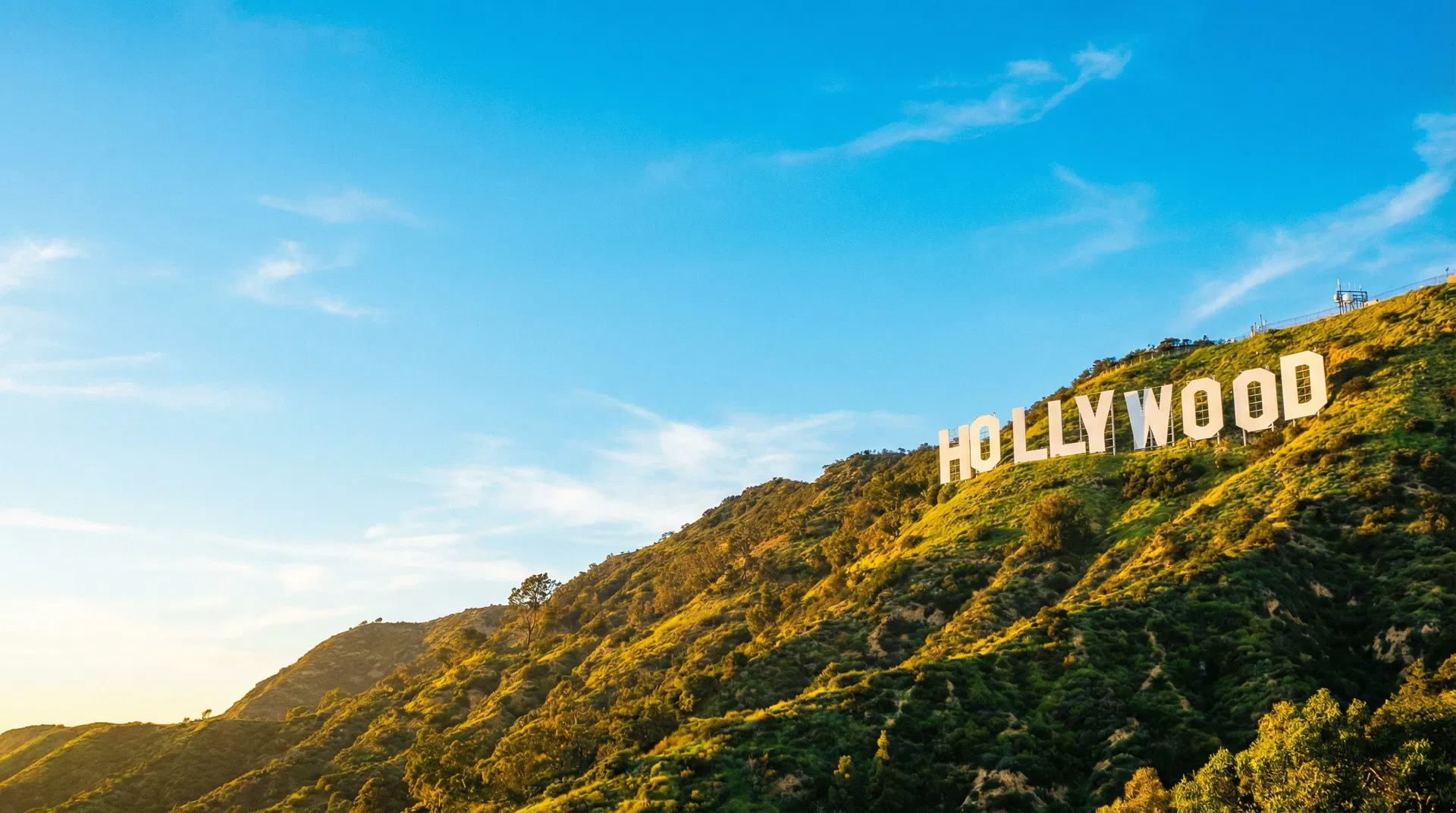 ハリウッドサインと青空のロサンゼルス