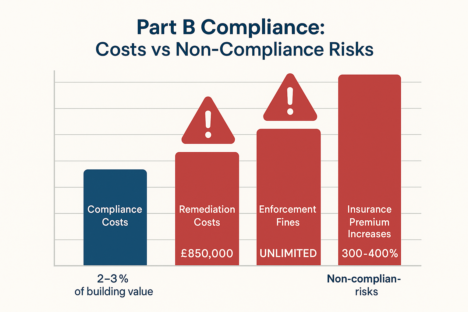Complete Guide to Part B Building Regulations: The £2.5 Billion Fire Safety Crisis Transforming UK Construction 10 Part B Compliance Costs vs Non-Compliance Risks