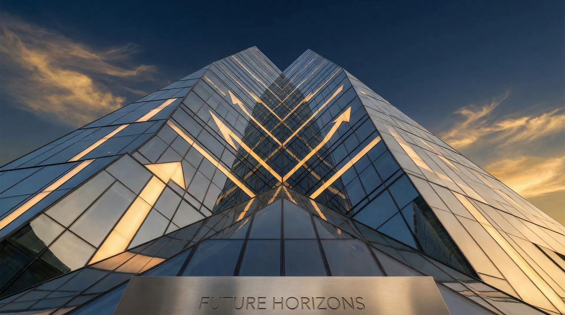 Modern glass skyscraper representing growth