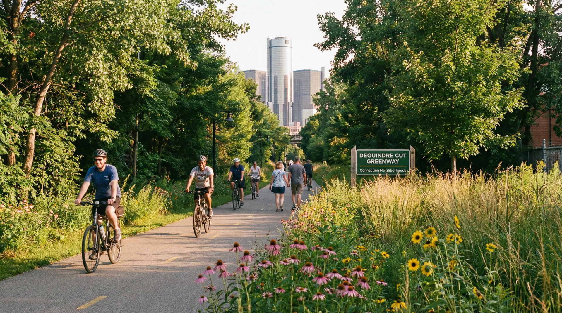 Detroit greenway path