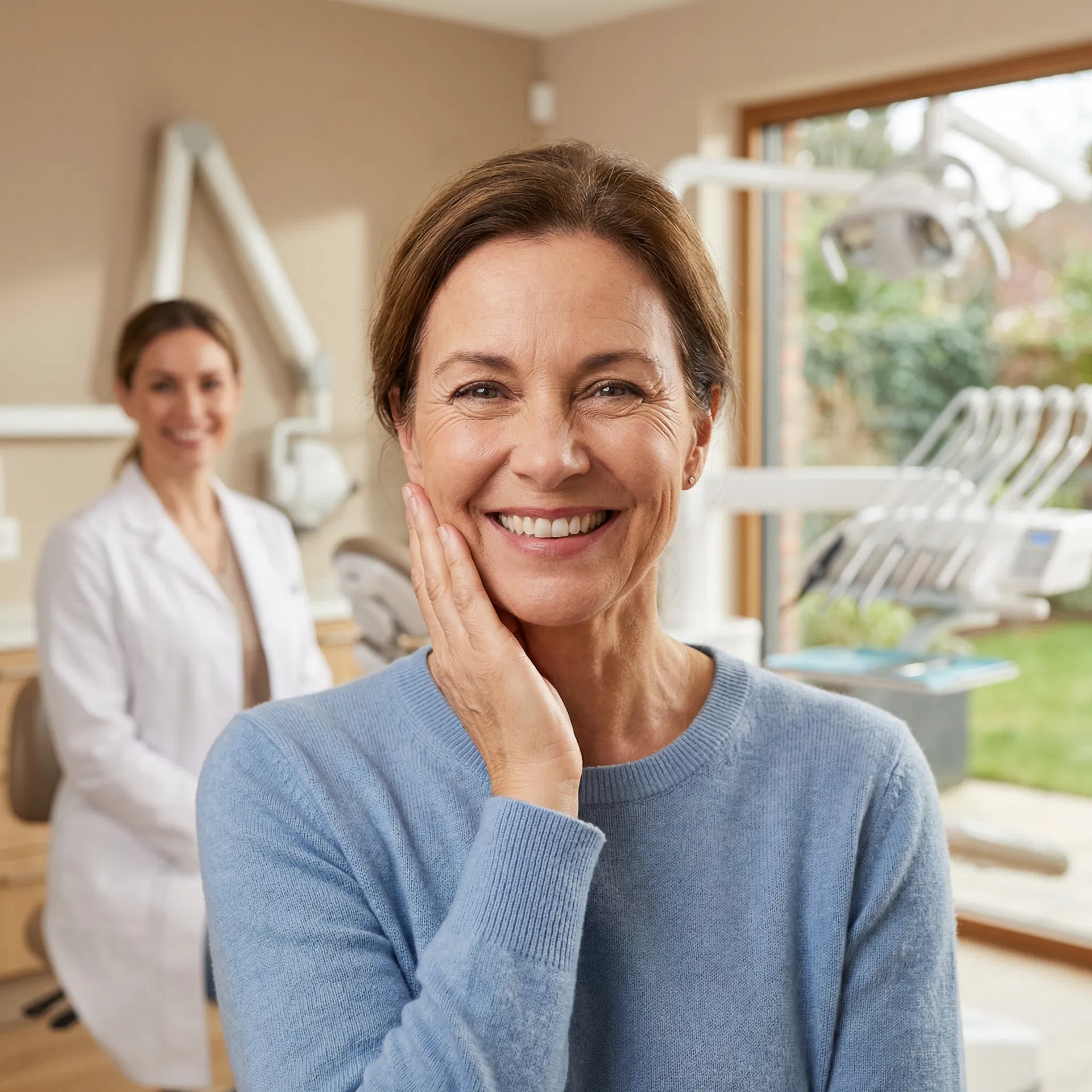 Happy patient with full arch implants