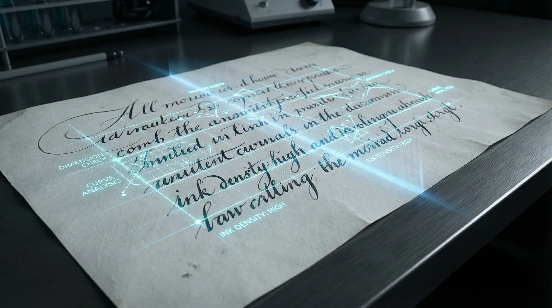 Escrita sendo analisada com overlay digital