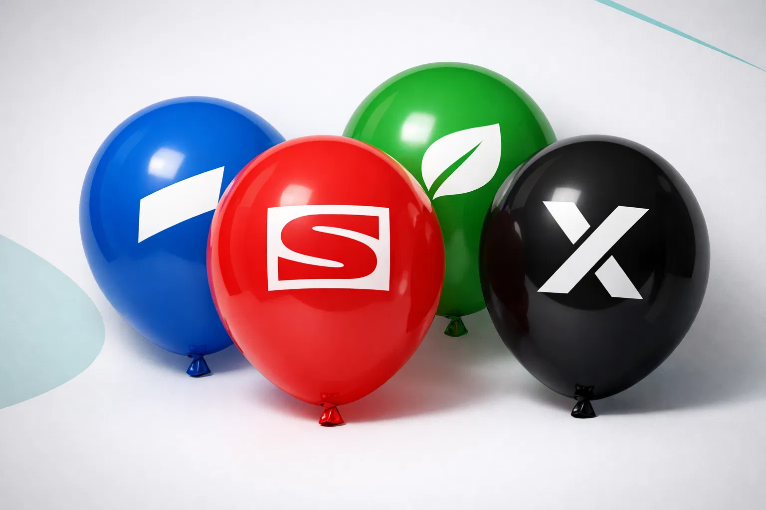 Simple corporate logos printed on balloons