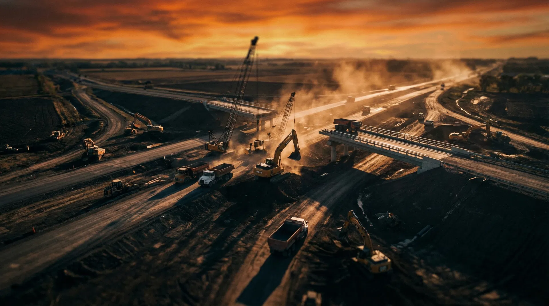 Construction site with heavy machinery and workers - tender pricing intelligence