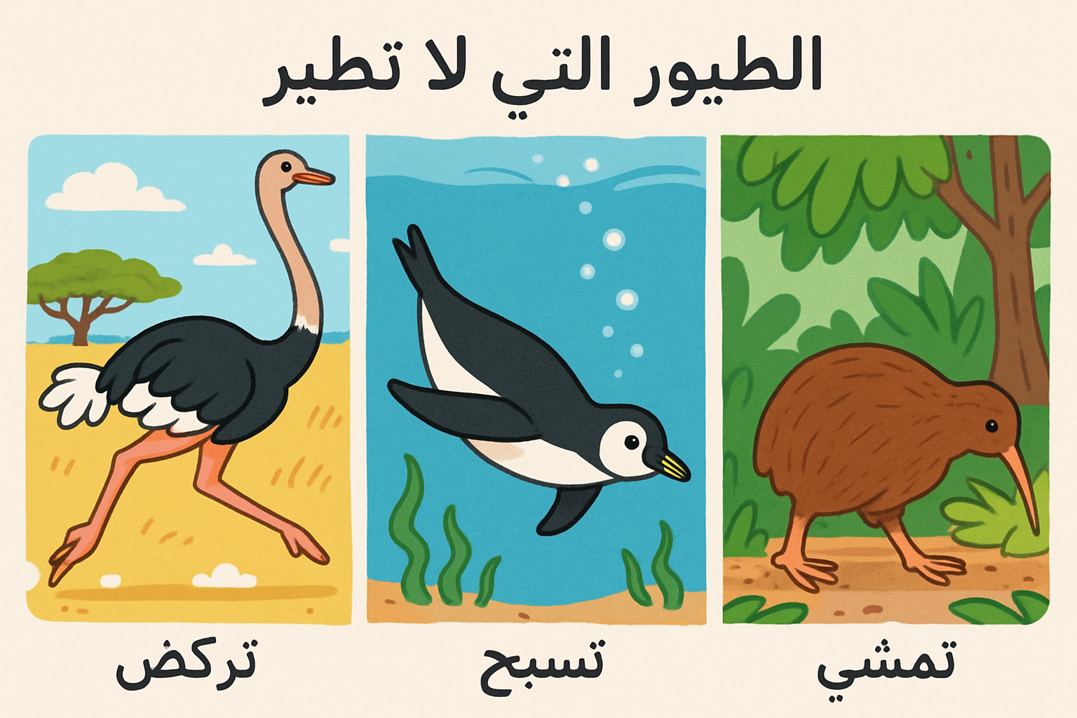 بحث حول الطيور التي لا تطير: محور التنقل عند الحيوانات 1 الطيور التي لا تطير وطرق تنقلها