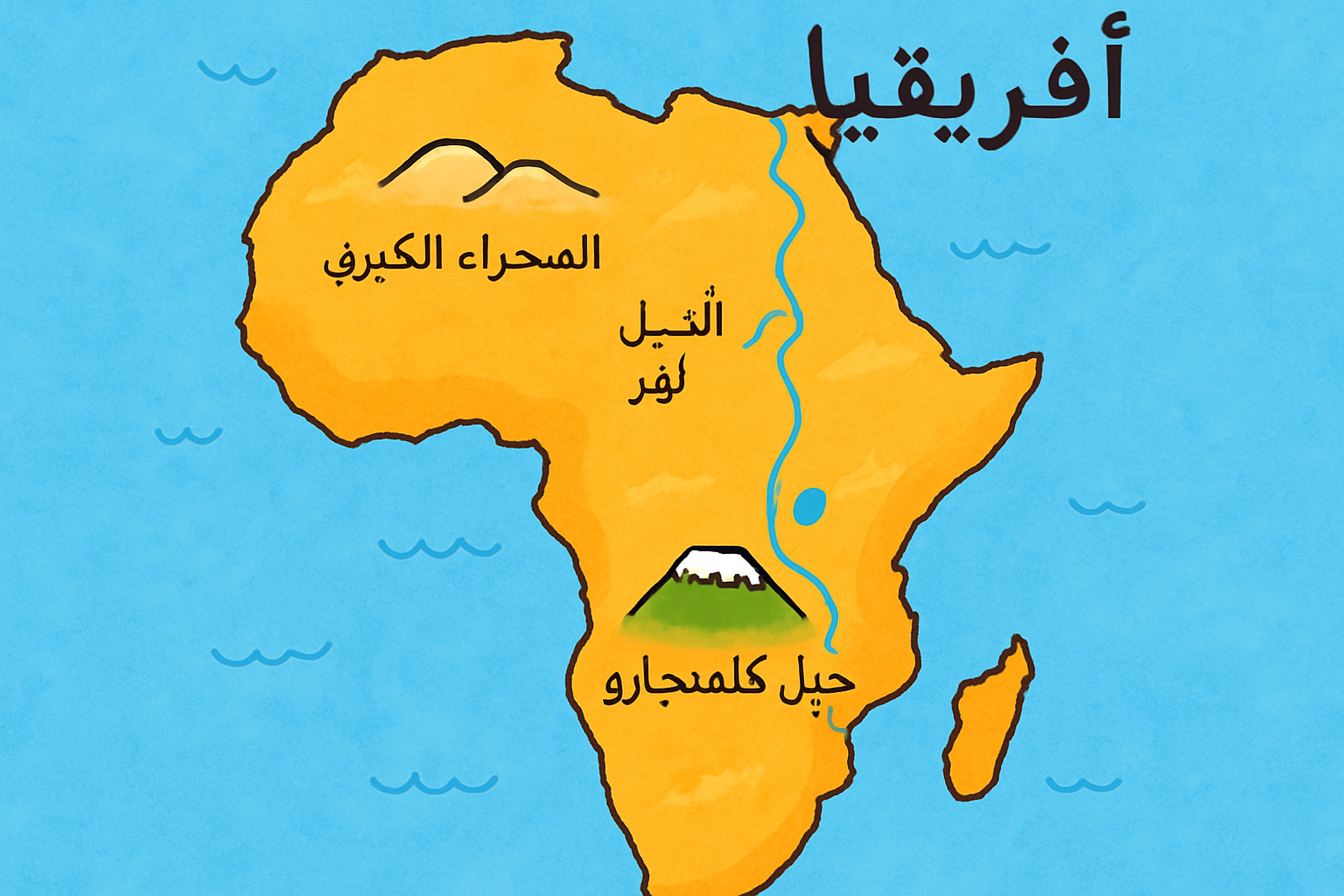 بحث حول قارة أفريقيا: مهد البشرية وقلب العالم النابض 2 خريطة توضيحية لقارة أفريقيا