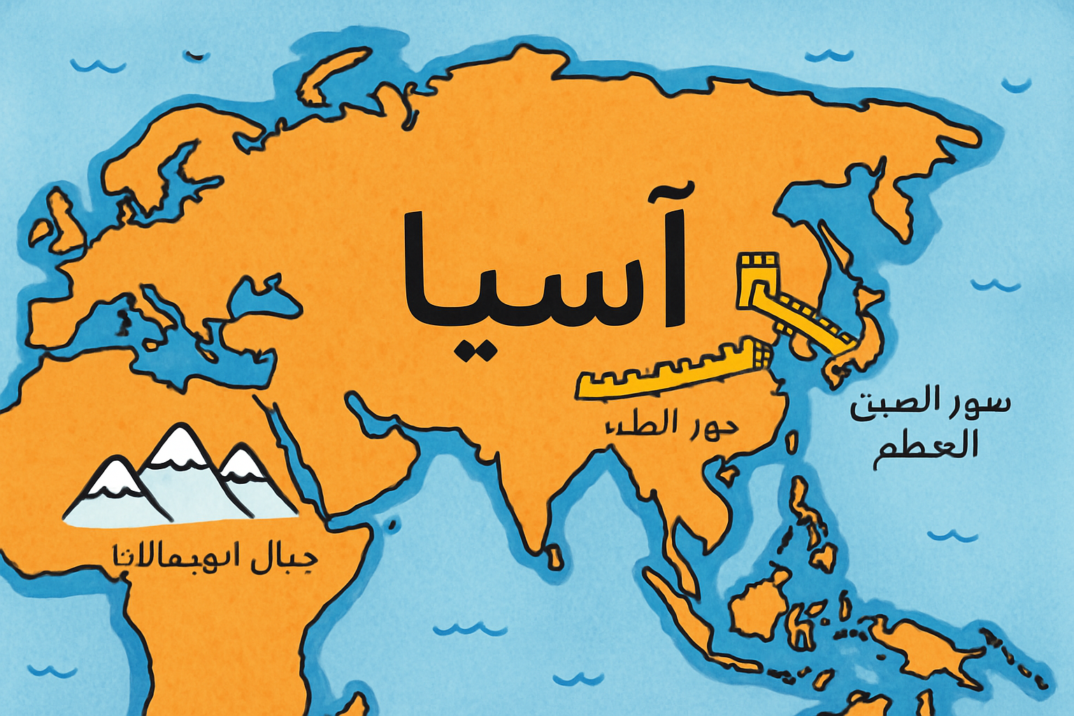 بحث حول قارة آسيا: عملاق العالم وتنوع الحضارات 2 خريطة توضيحية لقارة آسيا
