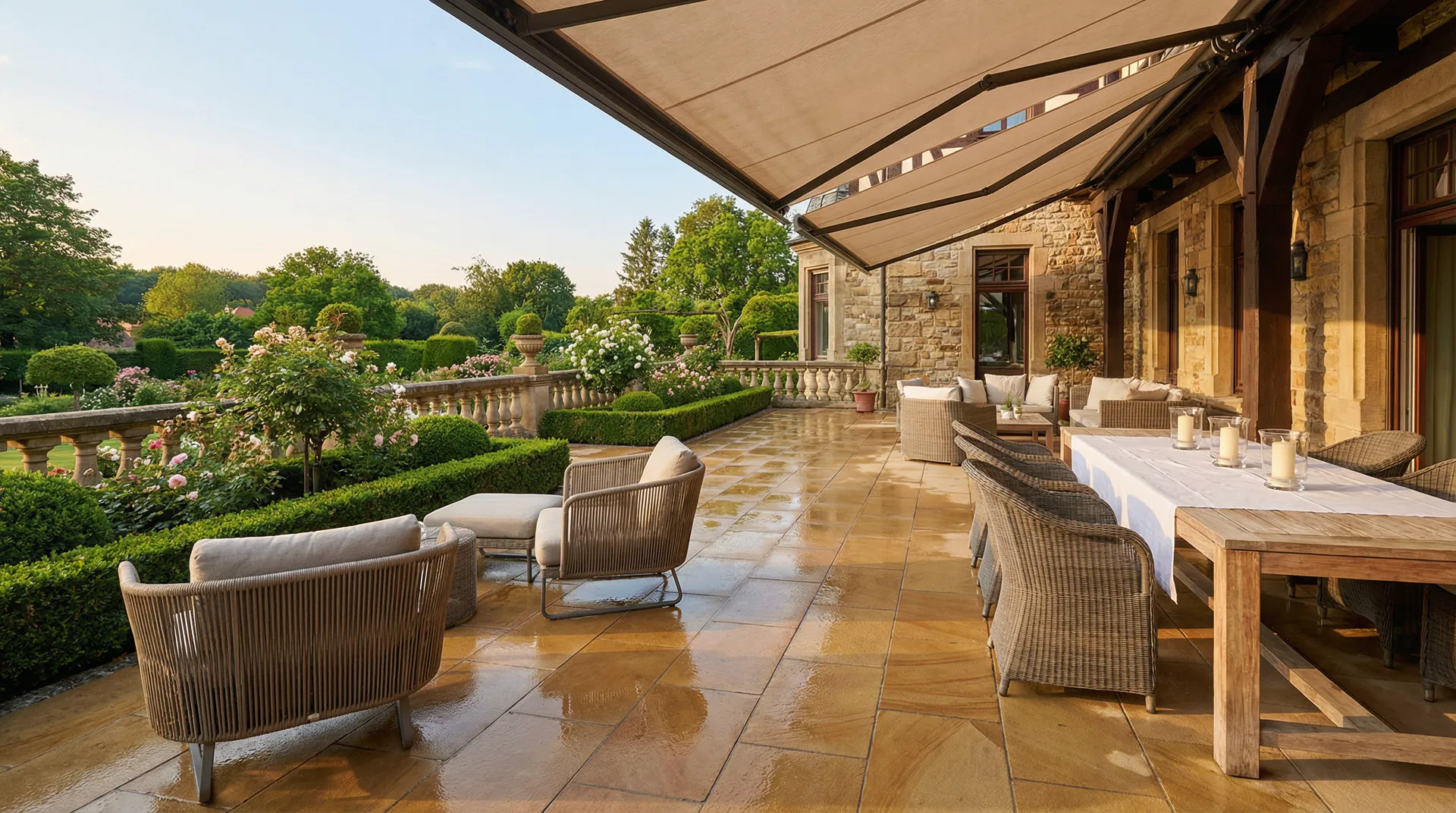 Sandsteinterrasse reinigen - Professionelle Terrassenreinigung