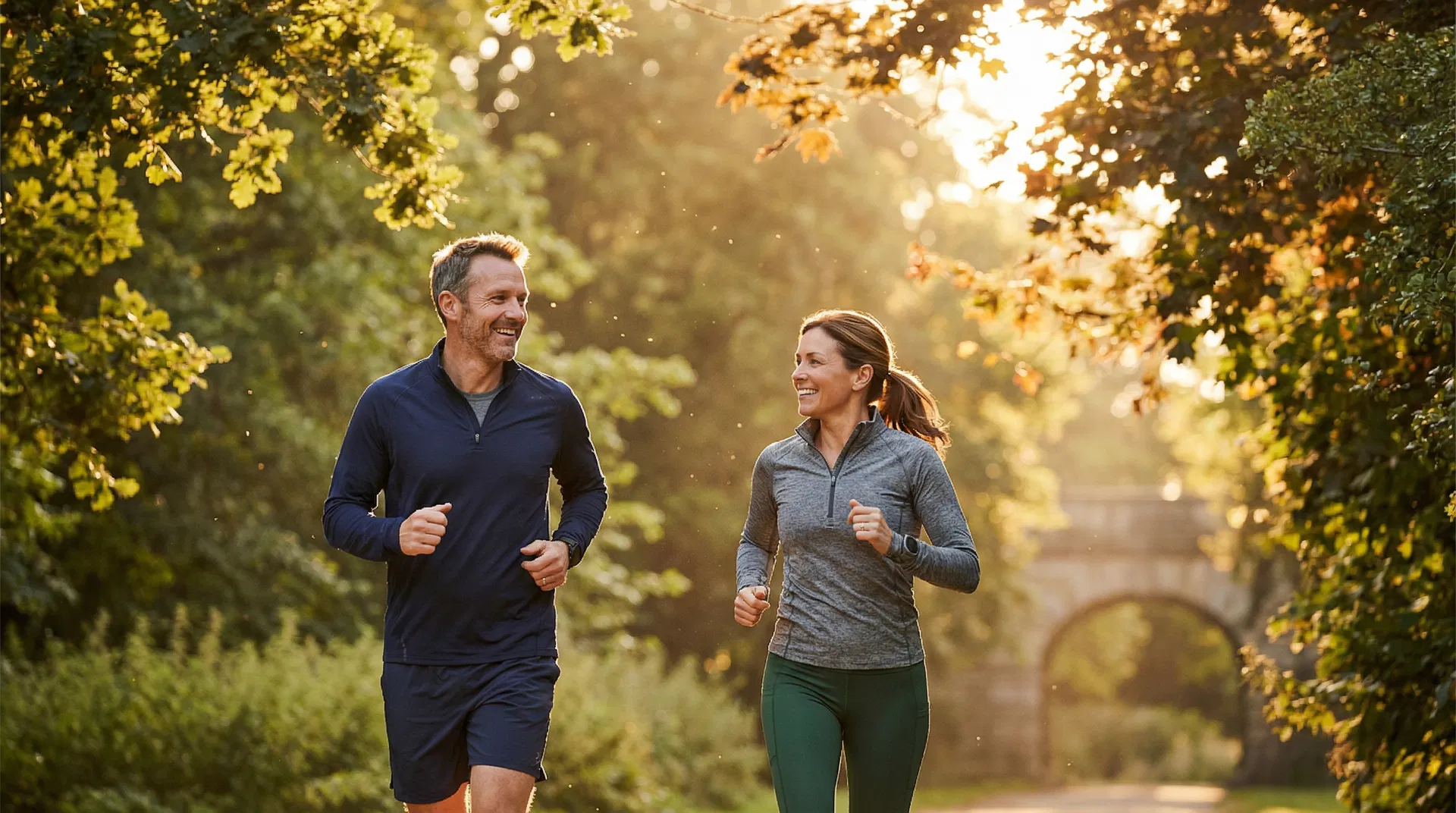 Aktives Paar beim Joggen – Energie und Vitalität