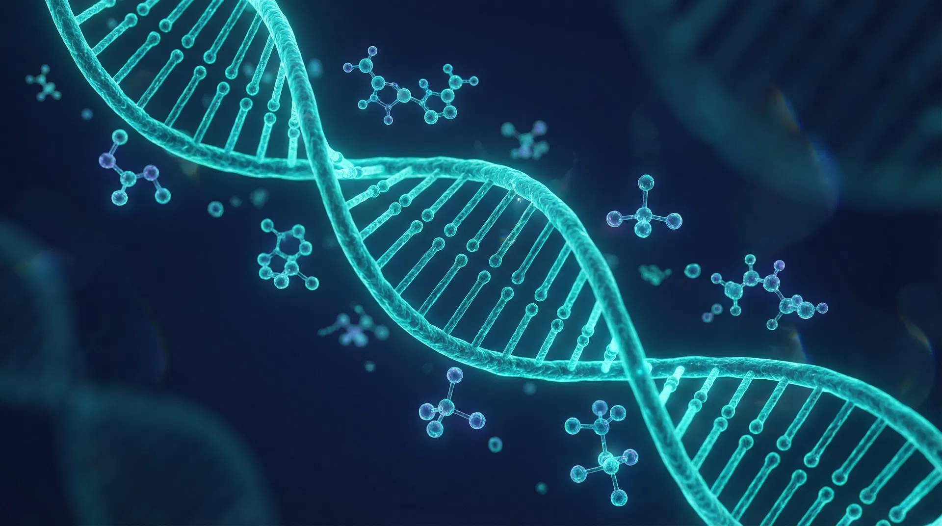 DNA-Helix und wissenschaftliche Forschung zu NAD+ und NMN