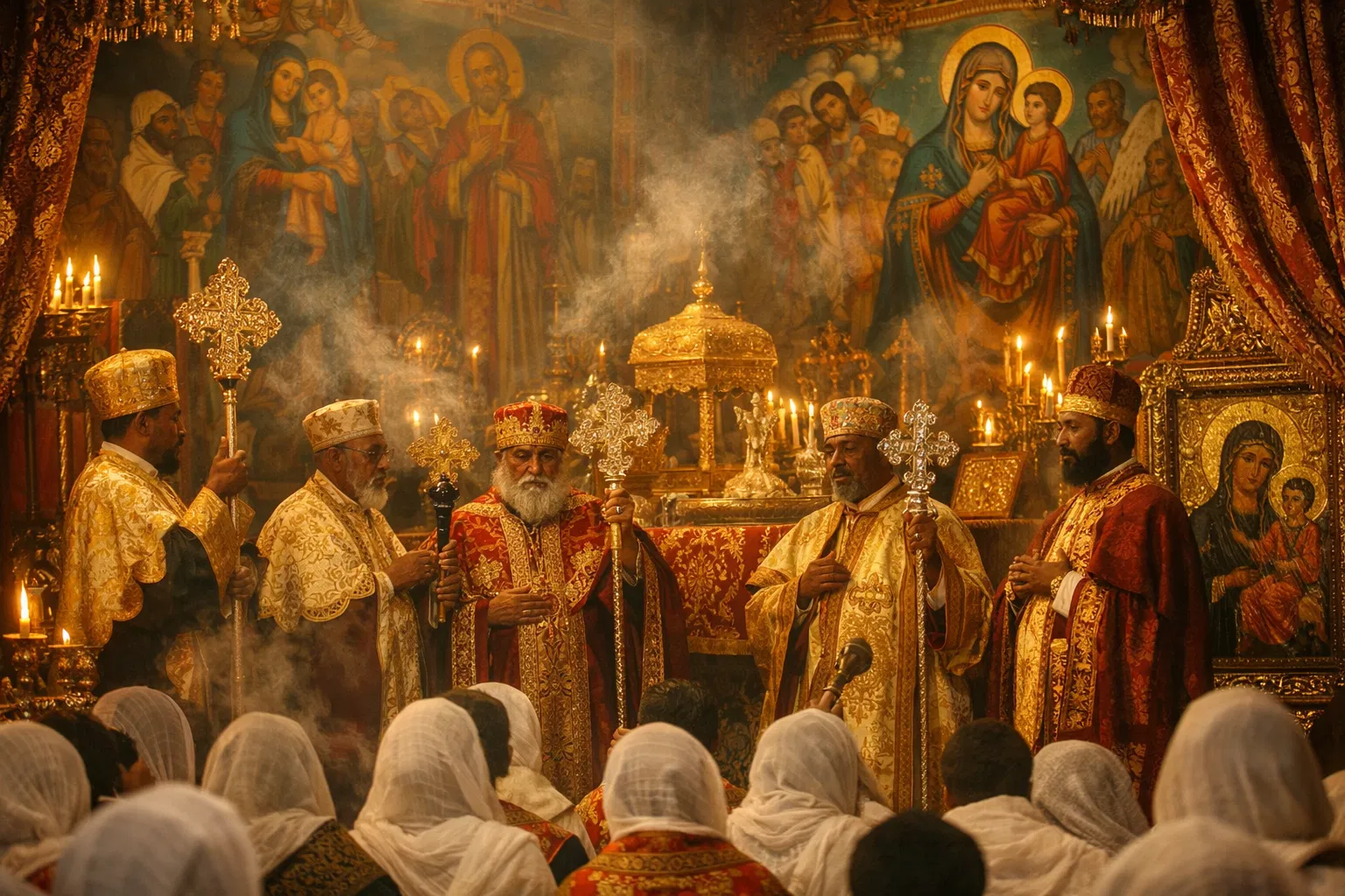 Church interior during liturgy